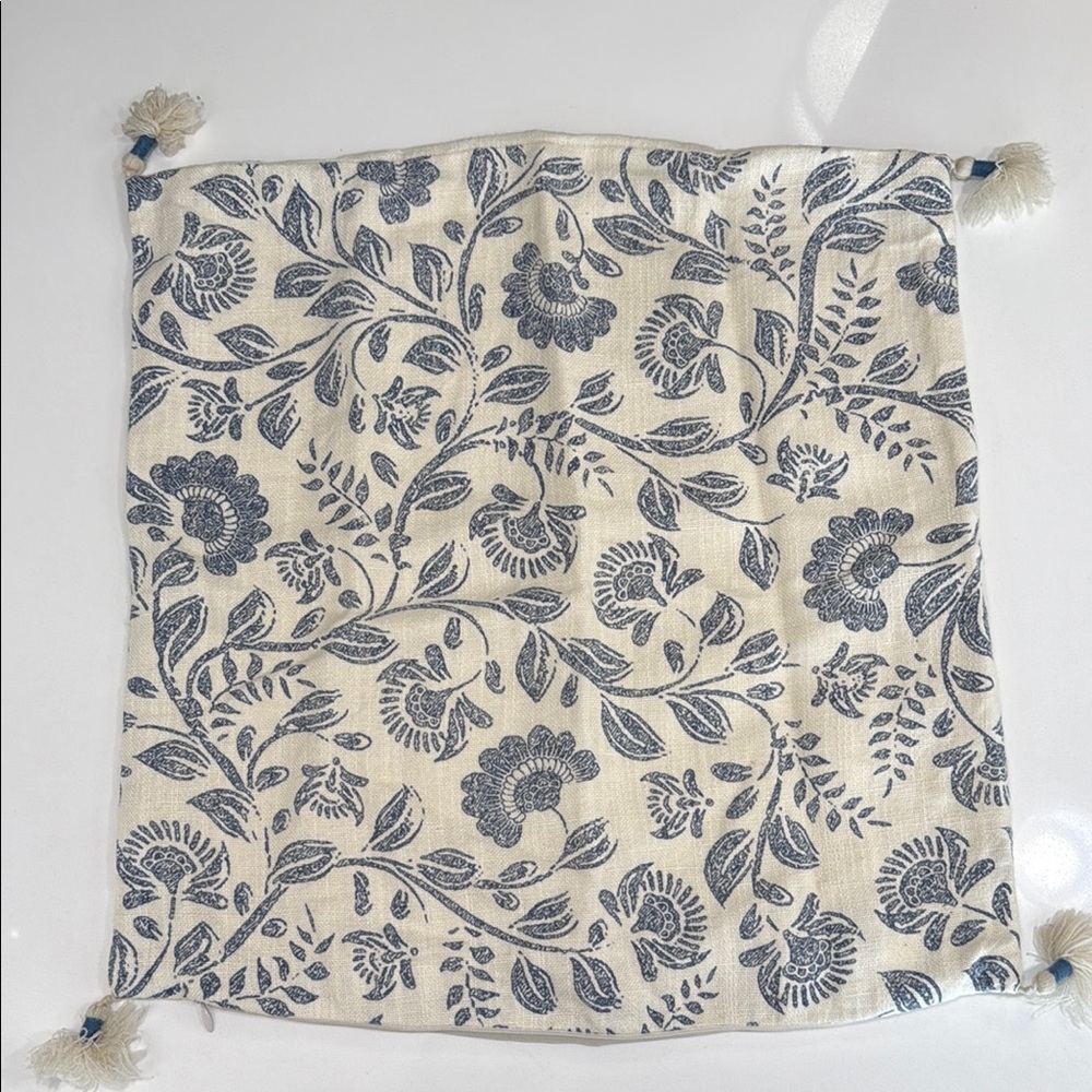 Floral Blue and White Cushion Cover